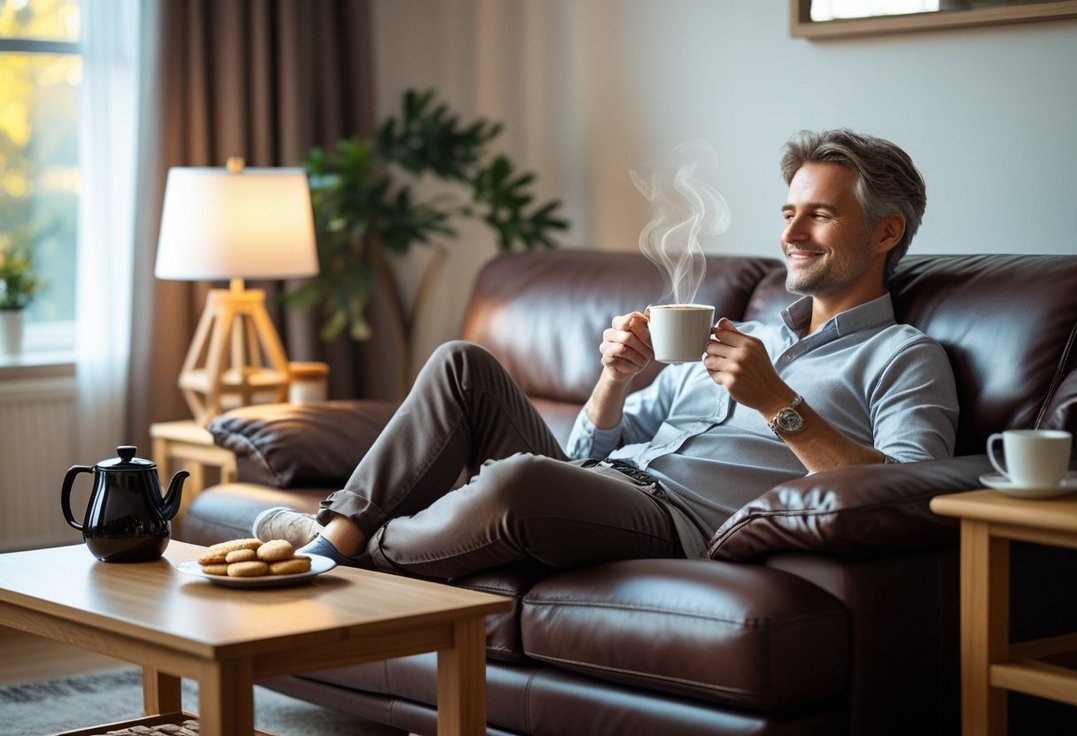 Den perfekte kaffepause i din lædersofa